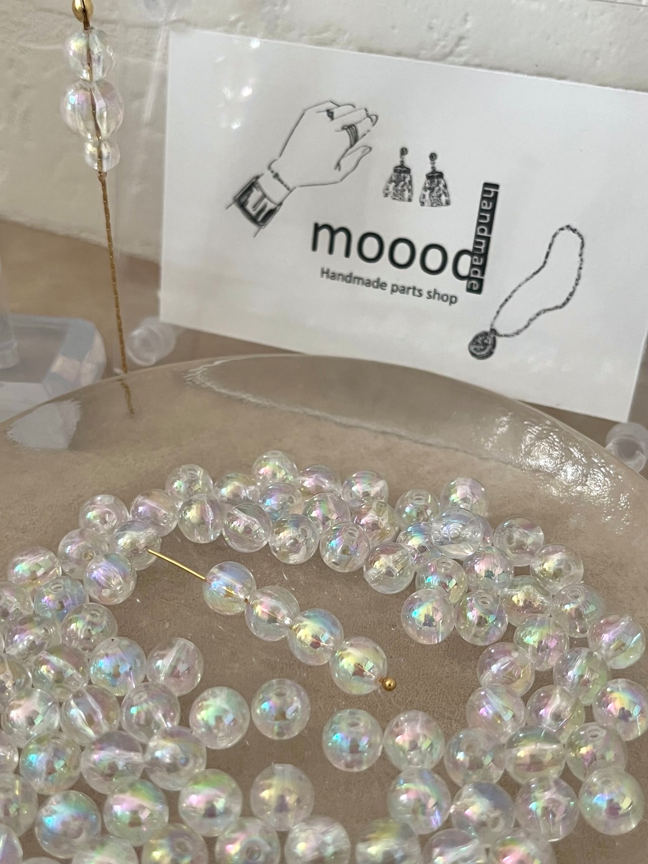 【100個】8mmオーロラアクリルビーズ/スペーサー/ABカラー