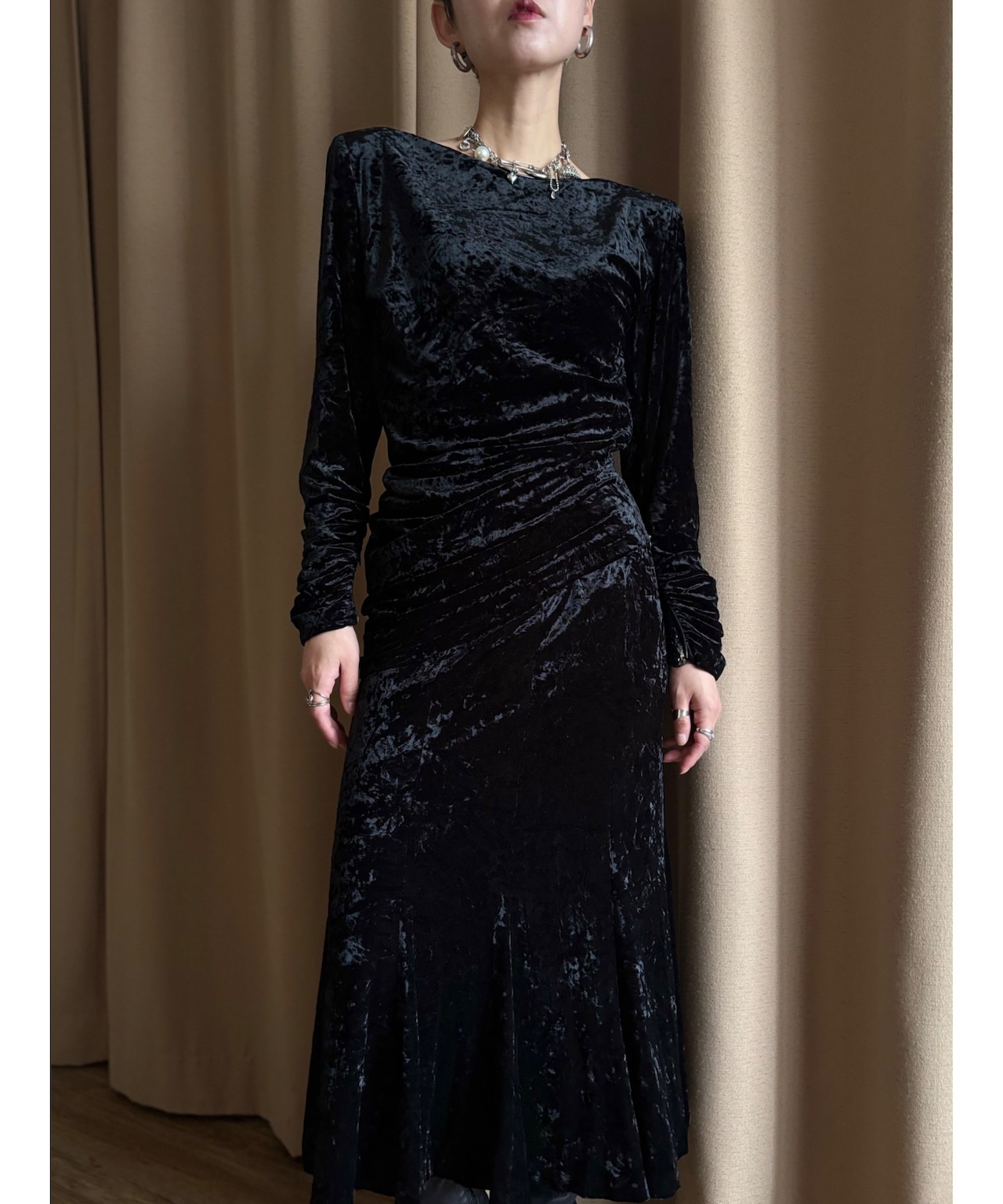 J&R black velour set up-5028-10