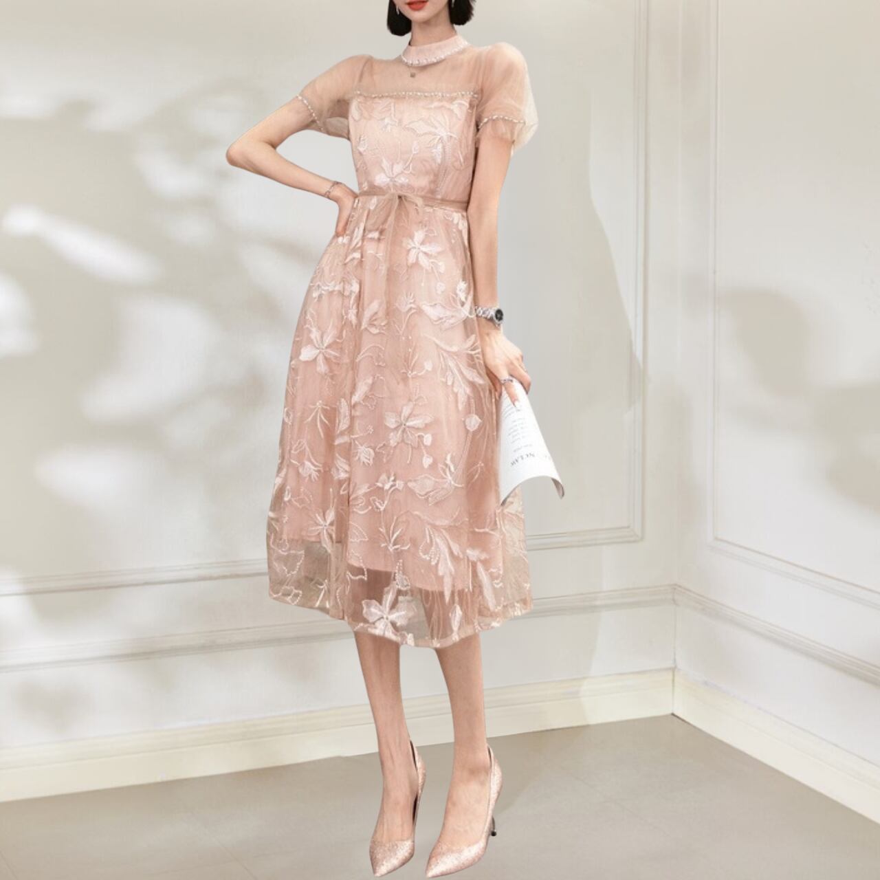 Flower motif dress 00088