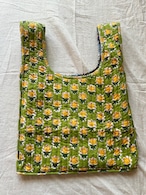 tokotoko_bag　水色×イエローグリーン　ブロックプリントキルティング　バッグ