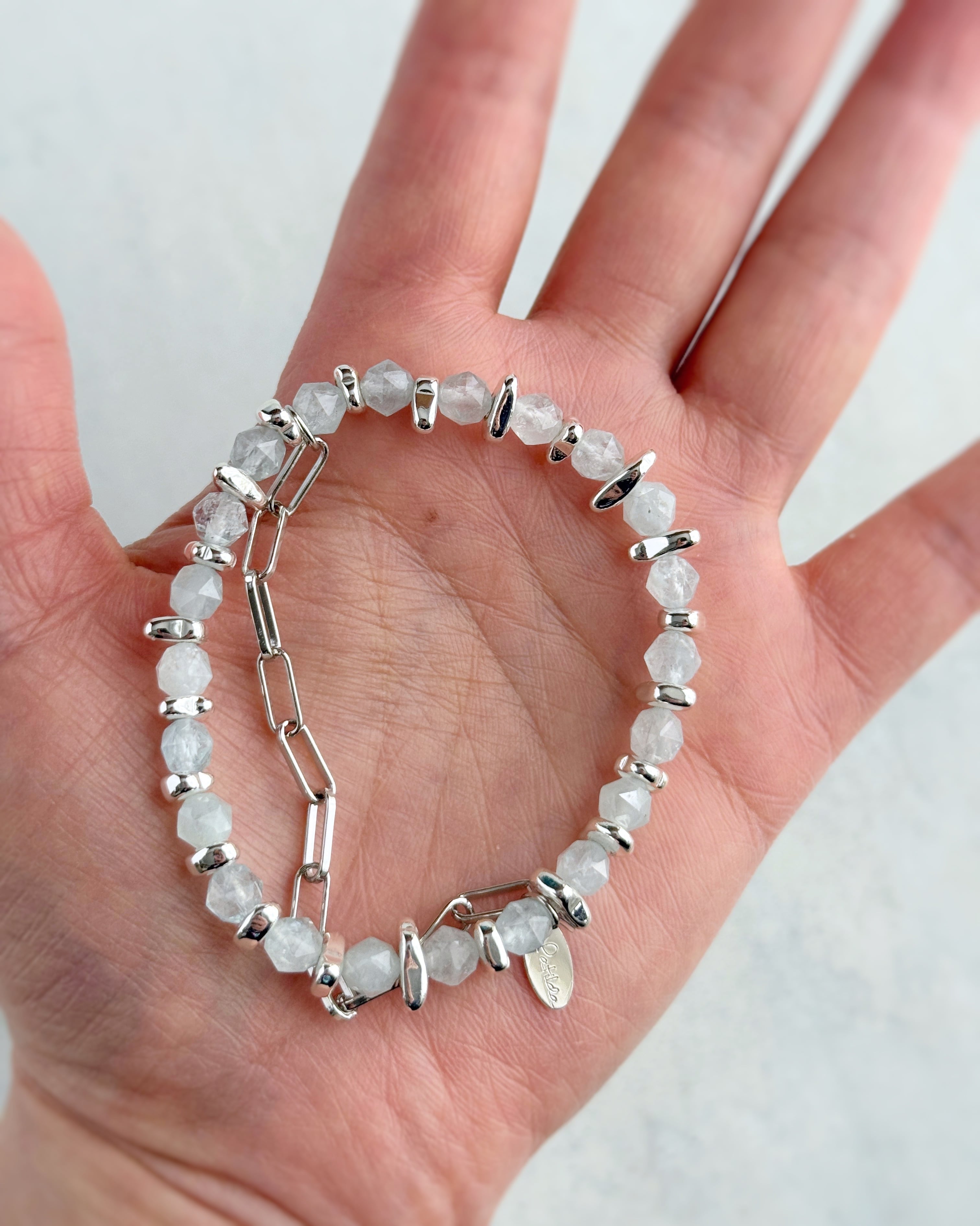 Chain & stone bracelet(アクアマリン)