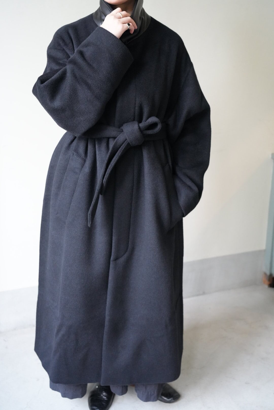 Cristaseya OVERSIZED COAT WITH LEATHER PATCH | TOMMY'S KURAMAE