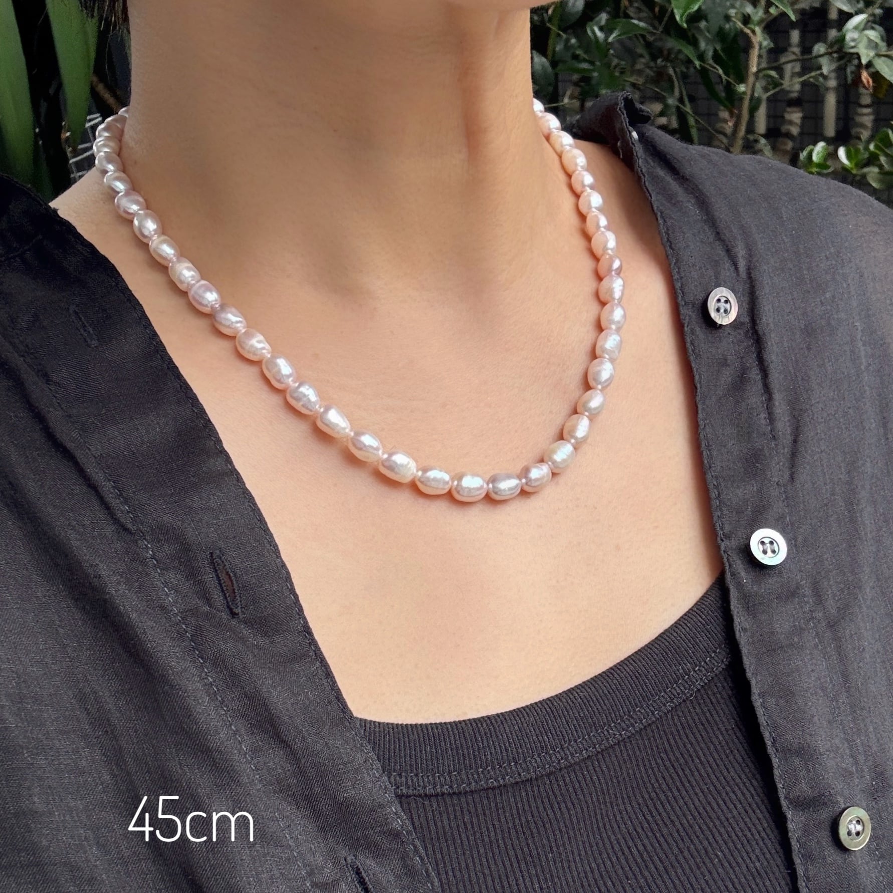 Lagoon Original バロック パール【ピンク】ライス型 ネックレス 40/45