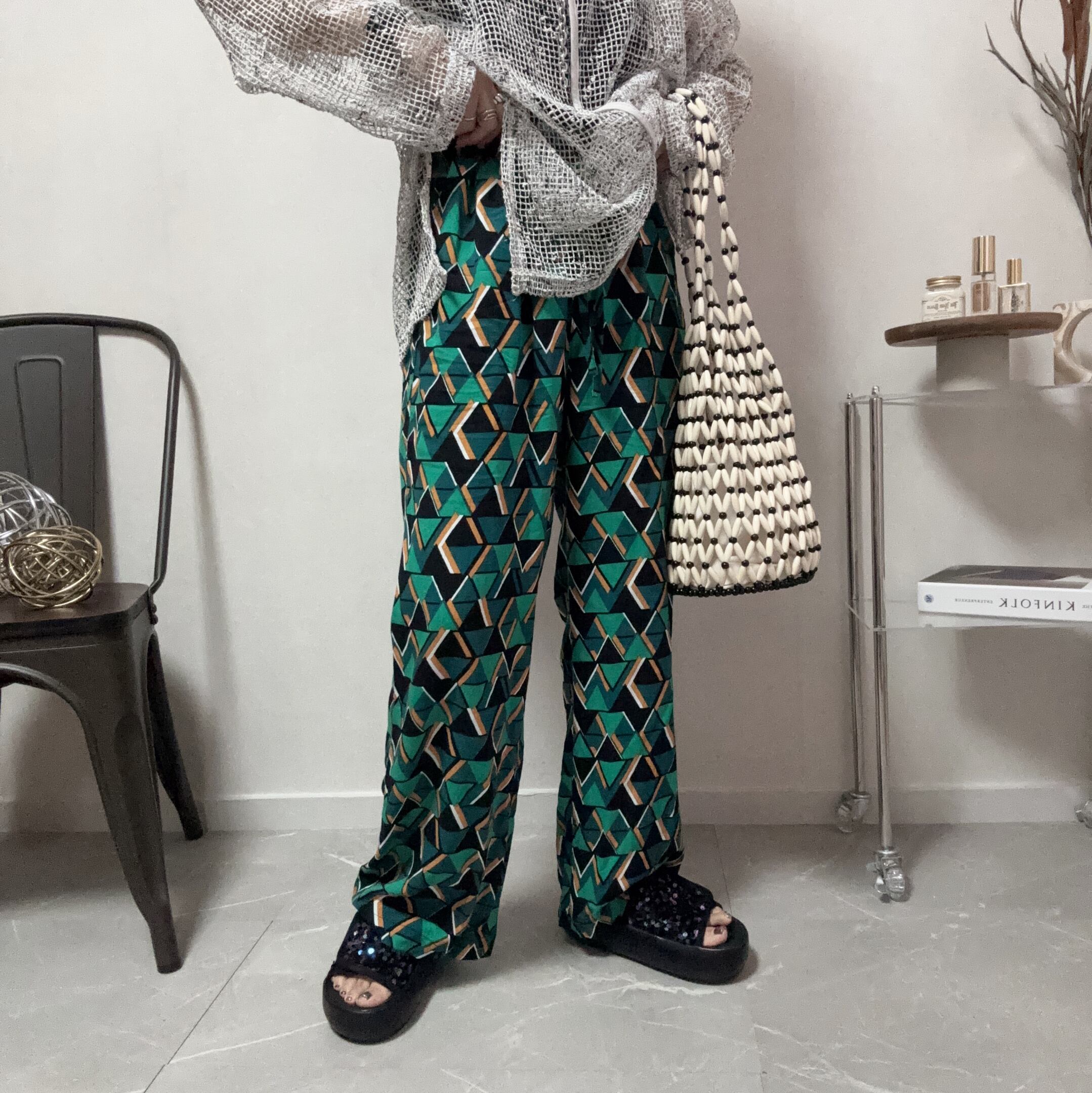 geometric pattern rayon relax PT【green】