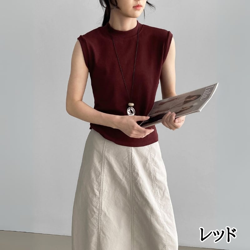 ノースリーブタートル/used(lise) ノースリーブ タートルネック カシミア混シルクニットトップ