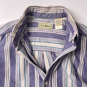70s 80s vintage L.L.Bean エルエルビーン ストライプ BD 半袖シャツ S-REG/パープル/コットン/カナダ製