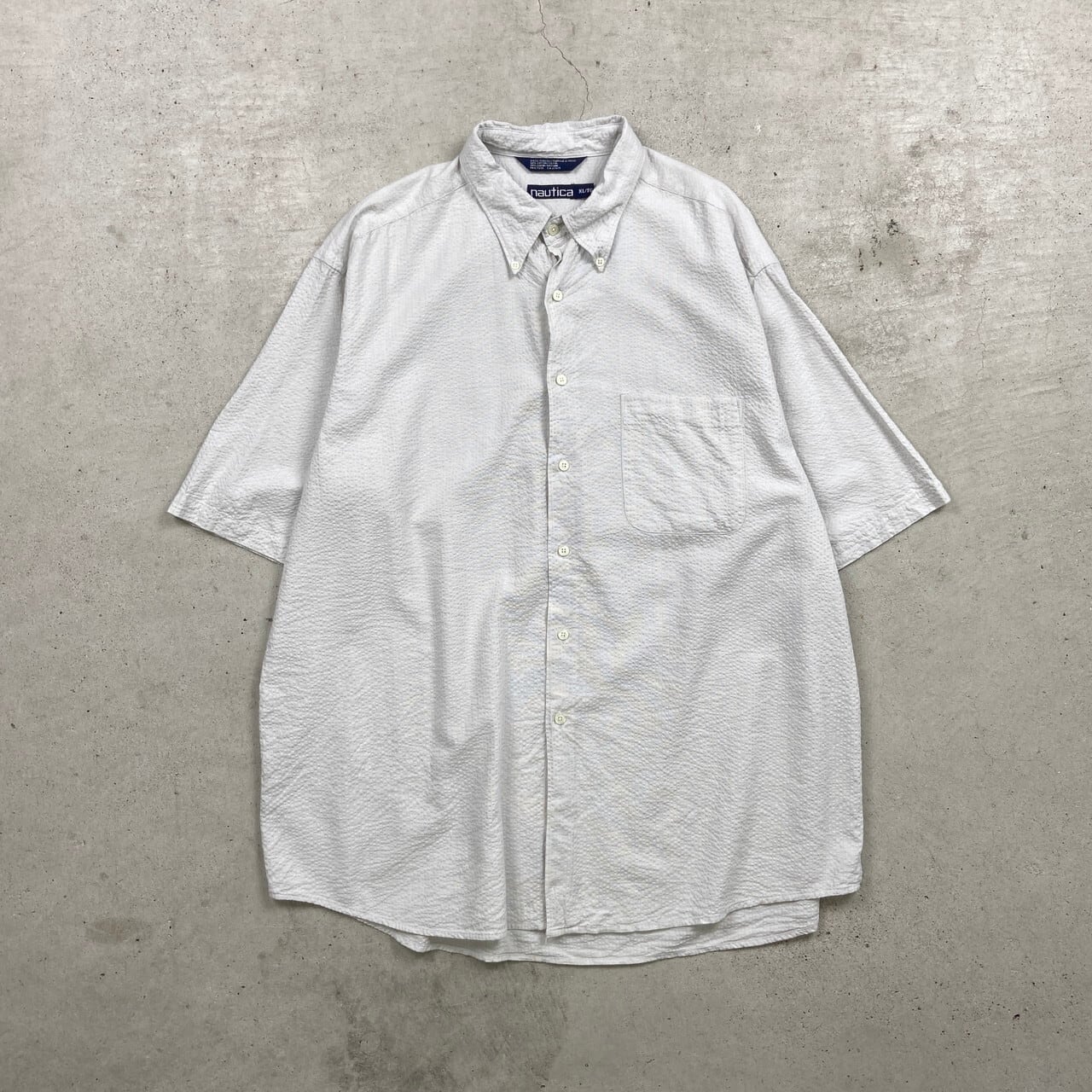 90年代 NAUTICA ノーティカ 半袖シアサッカーシャツ シャドー