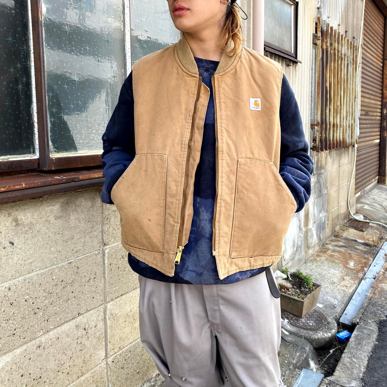 Carhartt カーハート ワークベスト 80s usa製 ダック地 ベージュ-