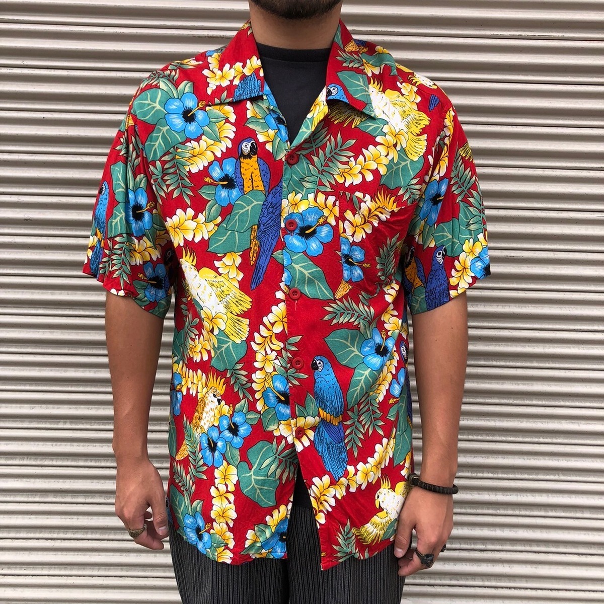 アロハシャツ ALOHA HAWAII LEI レーヨン 100% オープンカラー  