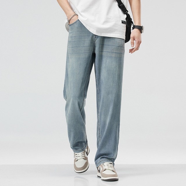【W29-W42】Lyocell Classic Straight Denim Pants / リヨセル クラシック ストレート デニム パンツ