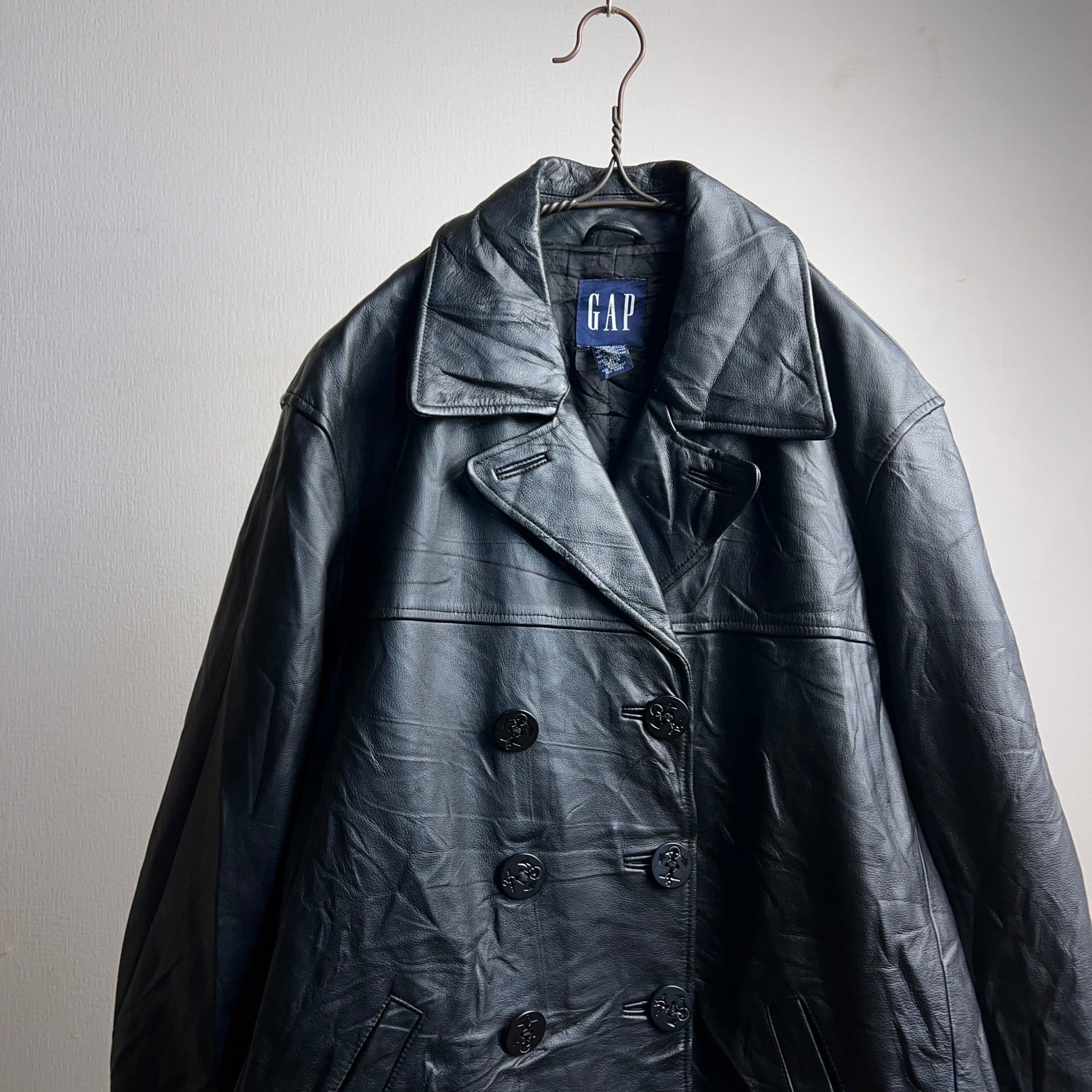 old leather pea coat - ピーコート