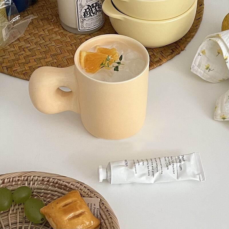 【CUP】シンプルピュアカラードーナツ取っ手カップ