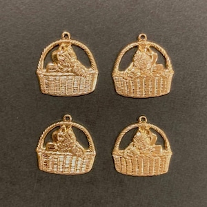 〈最終入荷〉USA真鍮 籠入り猫チャーム(左右)