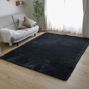 【新着特価】フリーリー シャギーラグ ラグ カーペット 200×250cm 約3畳 防ダニ 抗菌 防臭 厚手 滑り止め付 ホットカーペット対応 絨毯 無地・ブラック