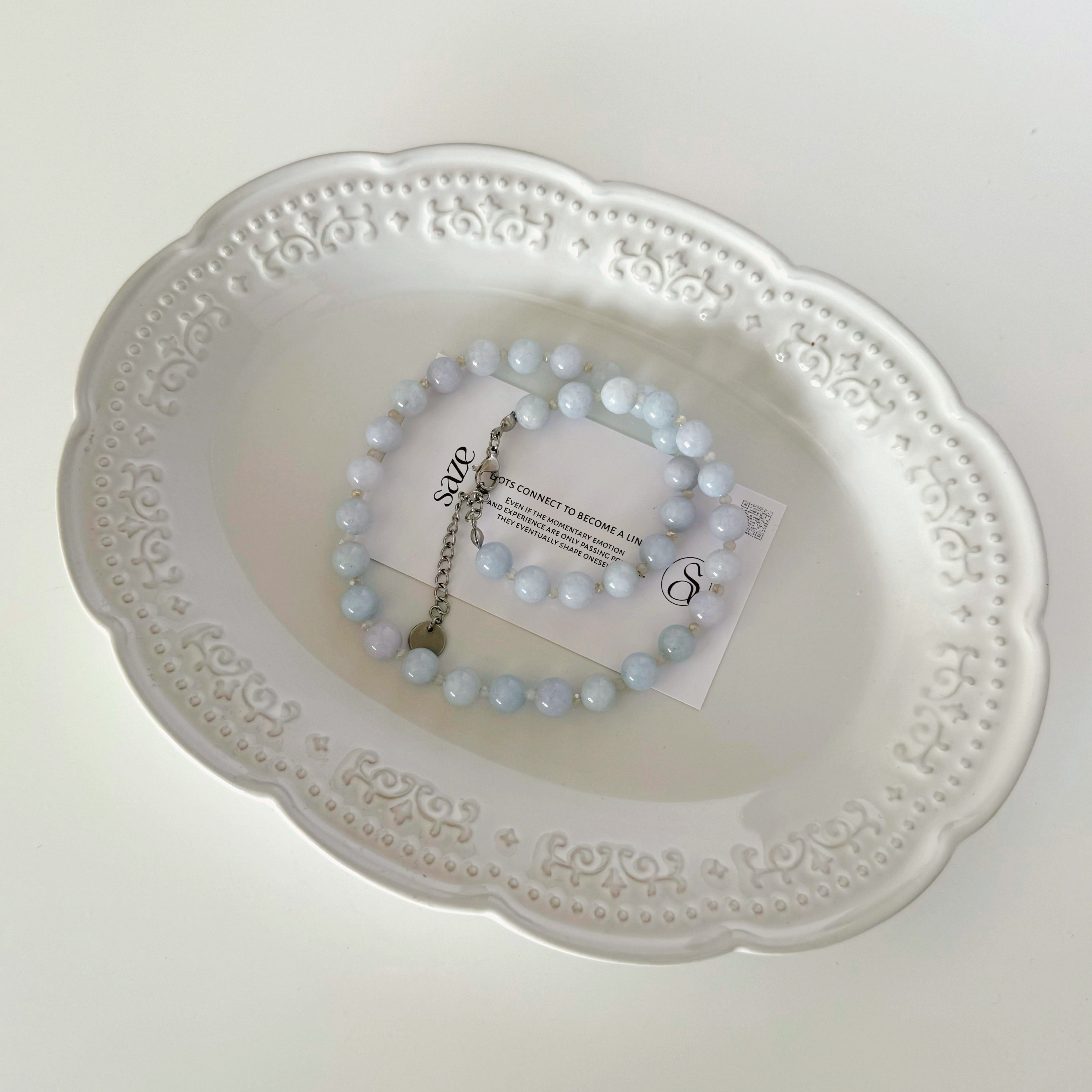 blue chalcedony beads necklace | saze