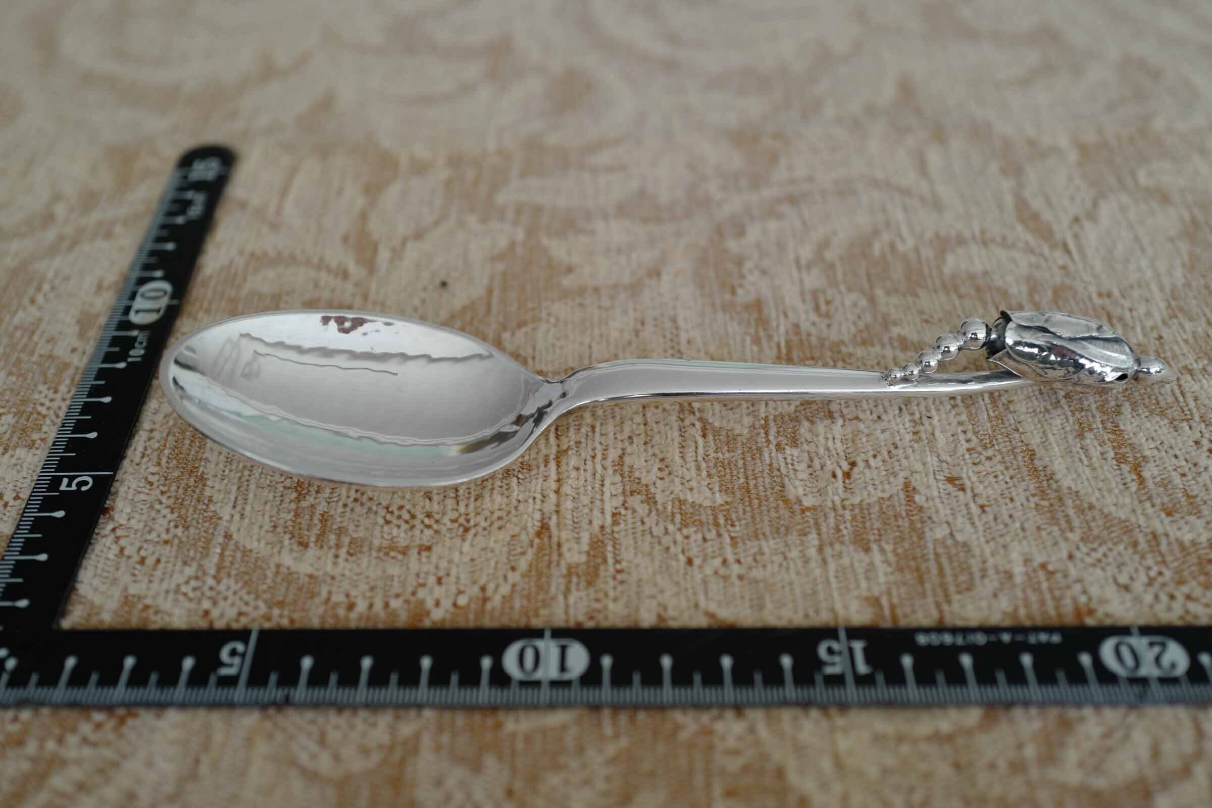 Georg Jensen  ジョージ　ジェンセン　Magnorlia　マグノリアデザイン　スターリングシルバー純銀スプーン デザートスプーン