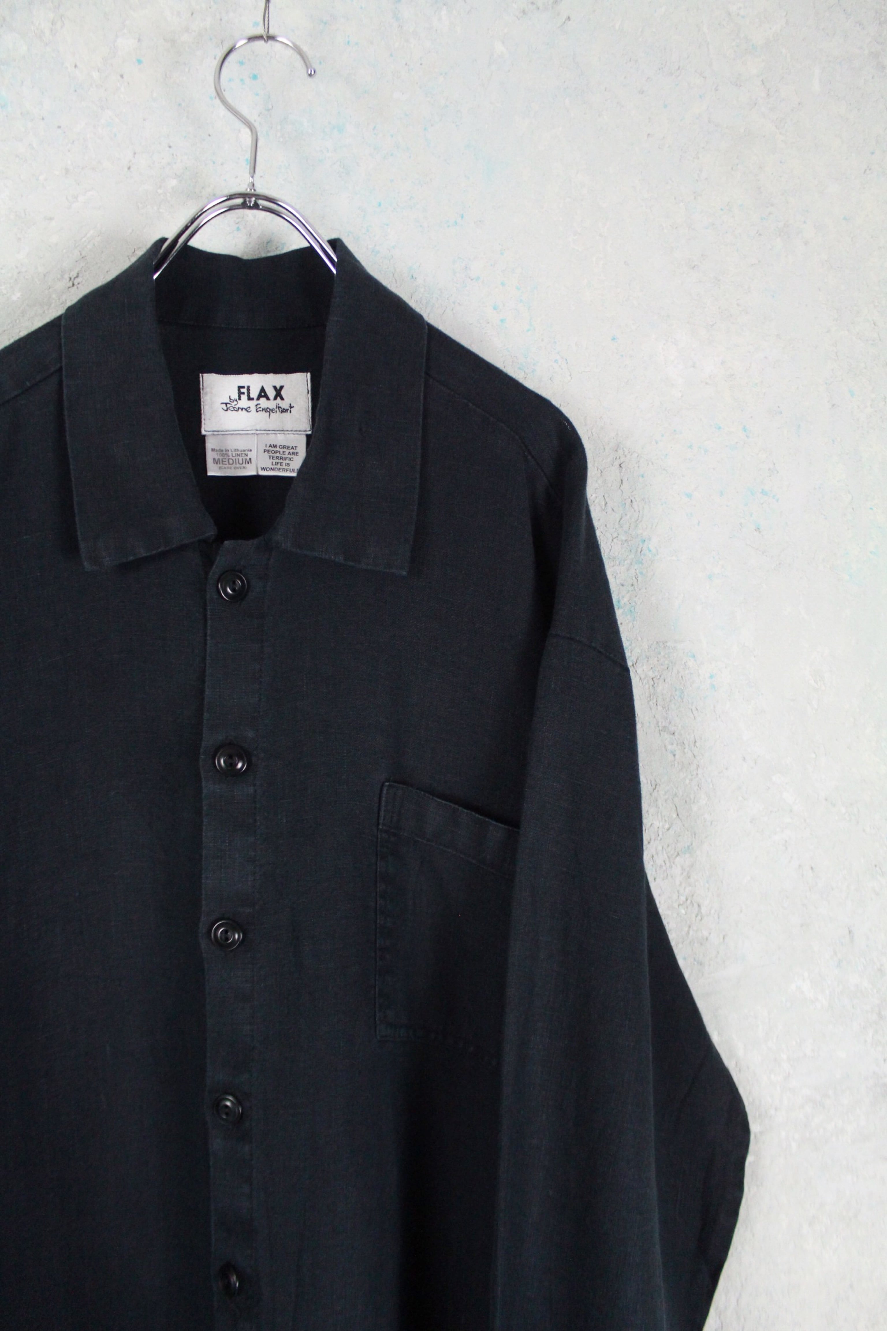 FLAX オーバーサイズ ブラック フラックス リネン デザイン シャツ