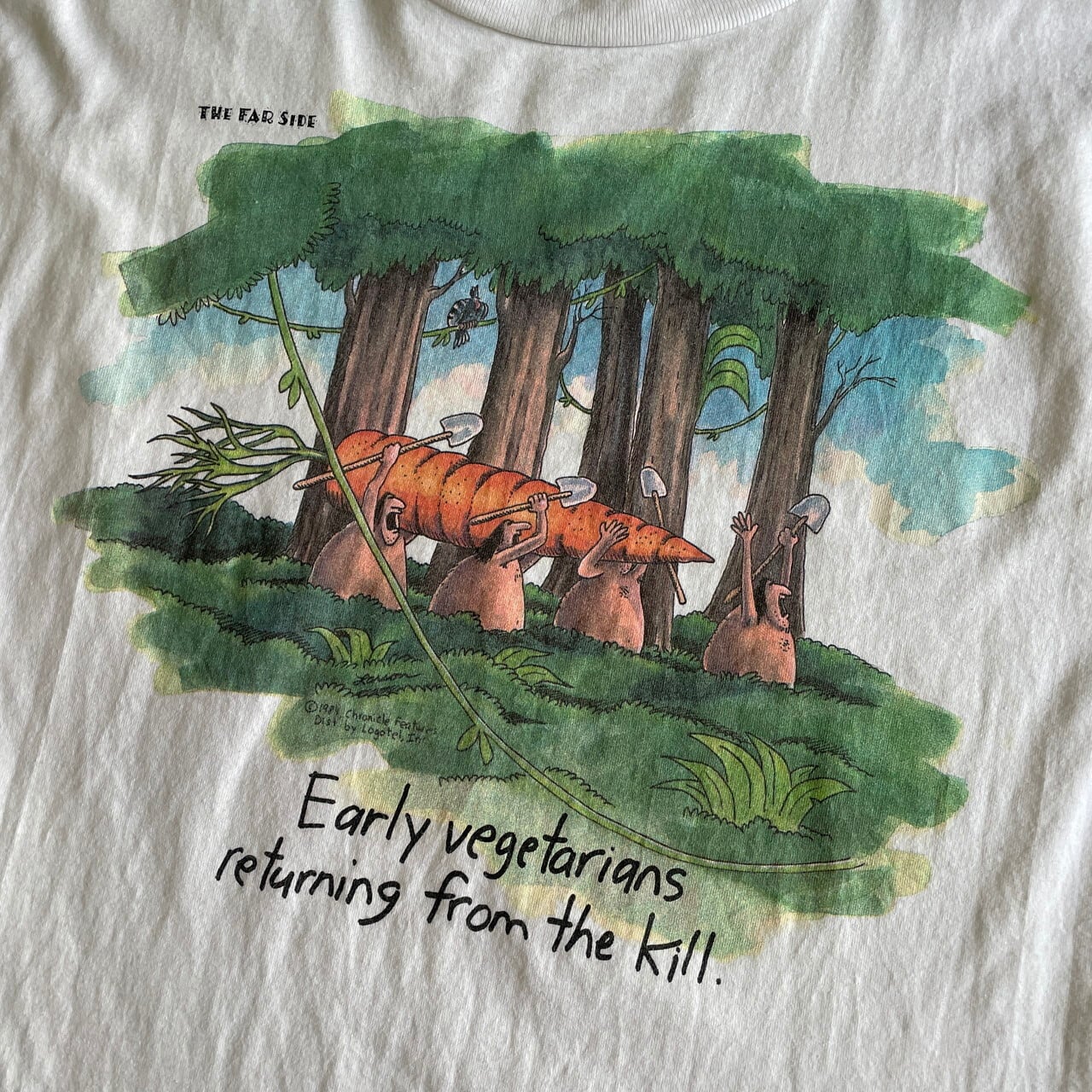 90s 企業 アート イラスト プリント Tシャツ XL シングルステッチ 白