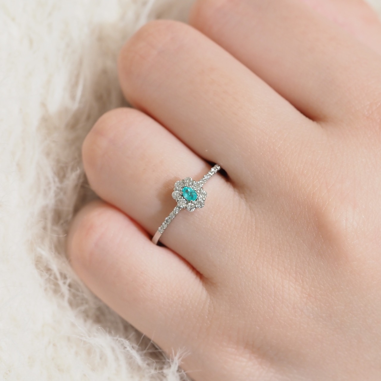 パライバトルマリン ブラジル産 リング 0.061ct D0.17ct pt900