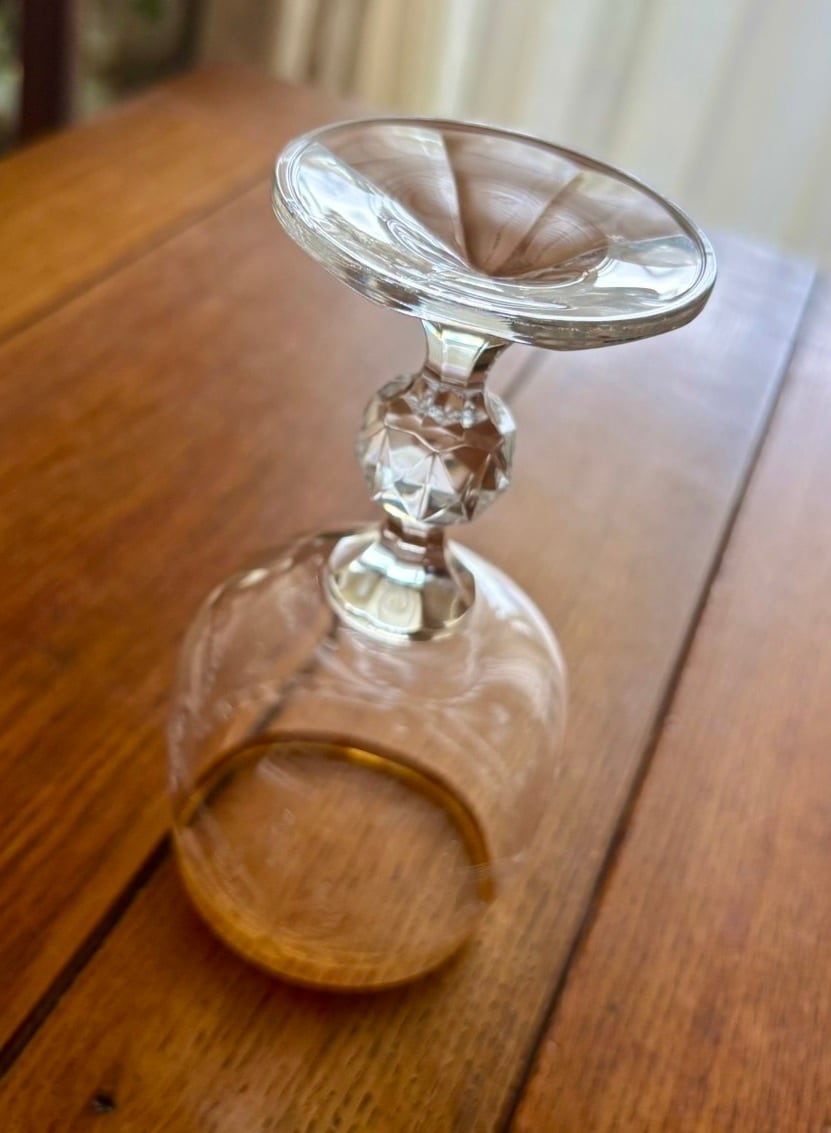 ボヘミアン ワイングラス クリスタル 金彩 チェコスロバキア