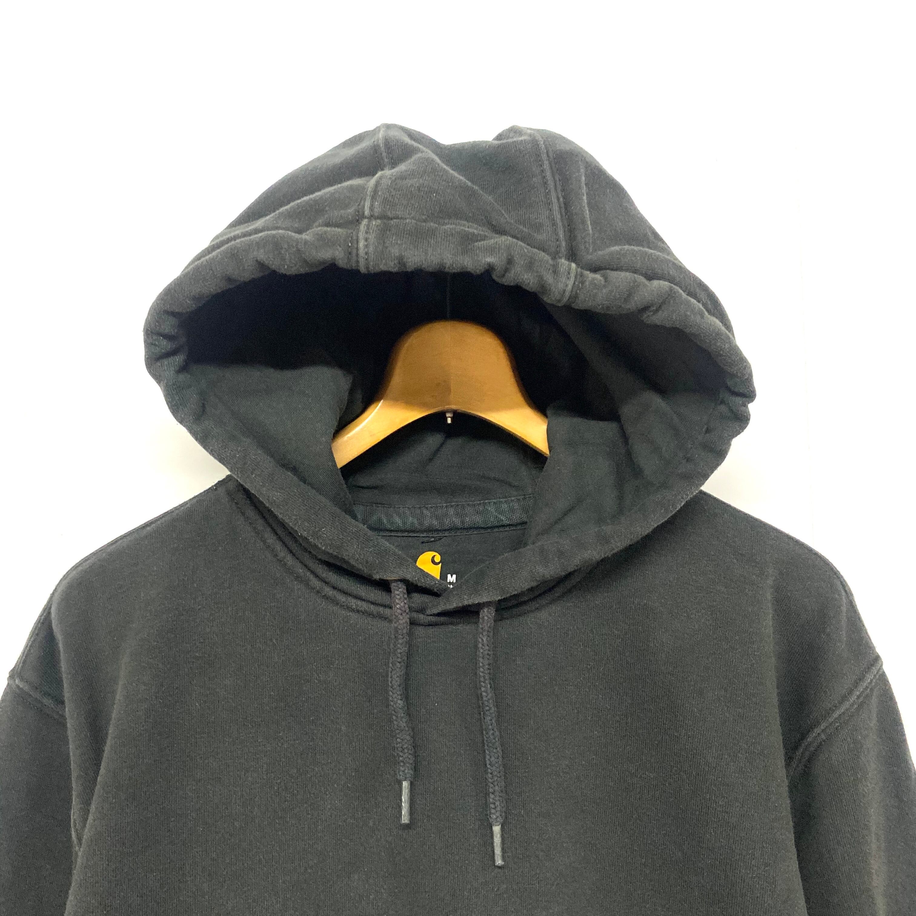 Carhartt RD RAIN DIFENDER カーハート レインディフェンダー ワンポイントロゴ バックプリント 企業ロゴ プルオーバー  スウェットパーカー ブラック 黒 メンズM 古着 【パーカー】 | cave 古着屋【公式】古着通販サイト