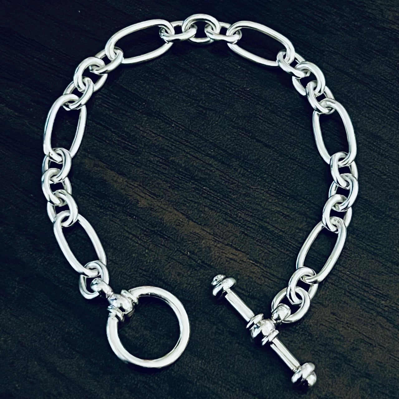 OLD TIFFANY & CO. Oval Chain Toggle Bracelet Sterling Silver  
