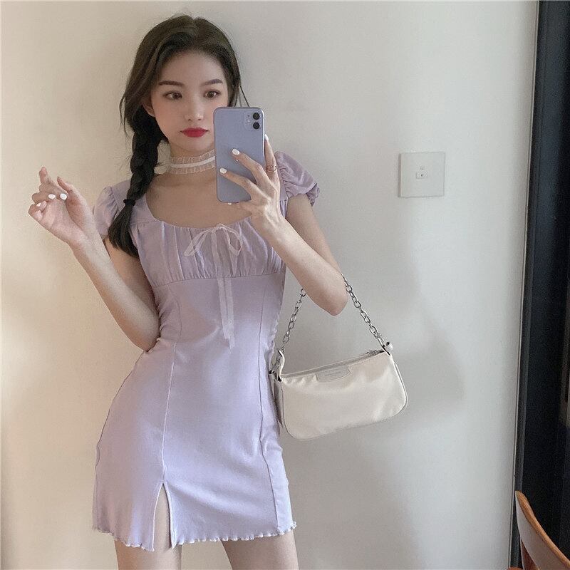 フランス気質優しい風ドレスレディース夏スーパーフェアリースイートパフスリーブスカート2020新しいショートスカート ブラックストロベリース86048101260