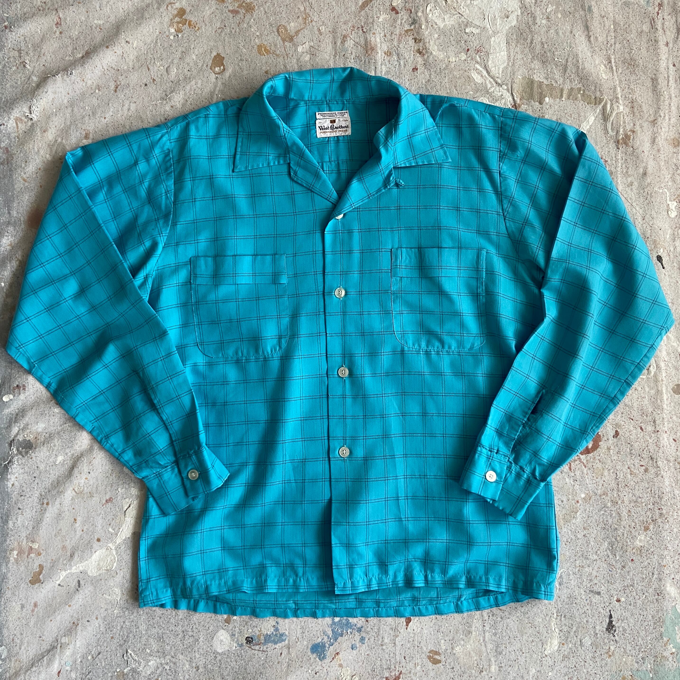 1970s Vintage West Brothers L/S Check Shirt M F814