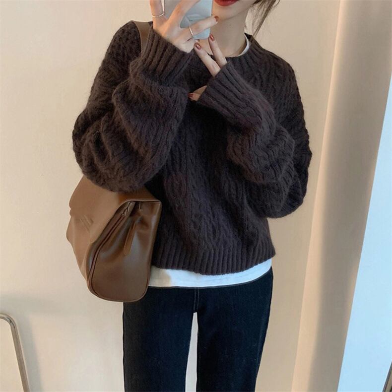 トップス レディース セーター 4カラー S M L ブラック ベージュ ネイビー ホワイト カラバリ リブ 伸縮性 ニット ケーブルニット 長袖 ドロップショルダー 無地 プルオーバー シンプル カジュアル フェミニン キュート 大人可愛い おしゃれ 普段使い デート お出かけ 女子会 休日 旅行 通勤 通学 着まわし 重ね着コーデ ファッション コーデ スタイル モテ 送料無料 秋 冬