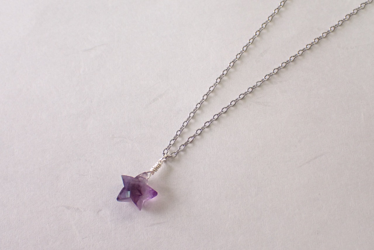 バイカラーフローライトネックレス(スターカット)　3.75ct　[C9‐165]