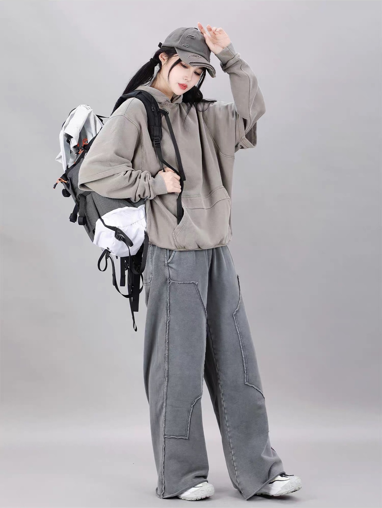 JIYEIND  ウォッシュフェイクツーピースパーカー