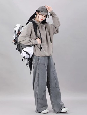 JIYEIND  ウォッシュフェイクツーピースパーカー