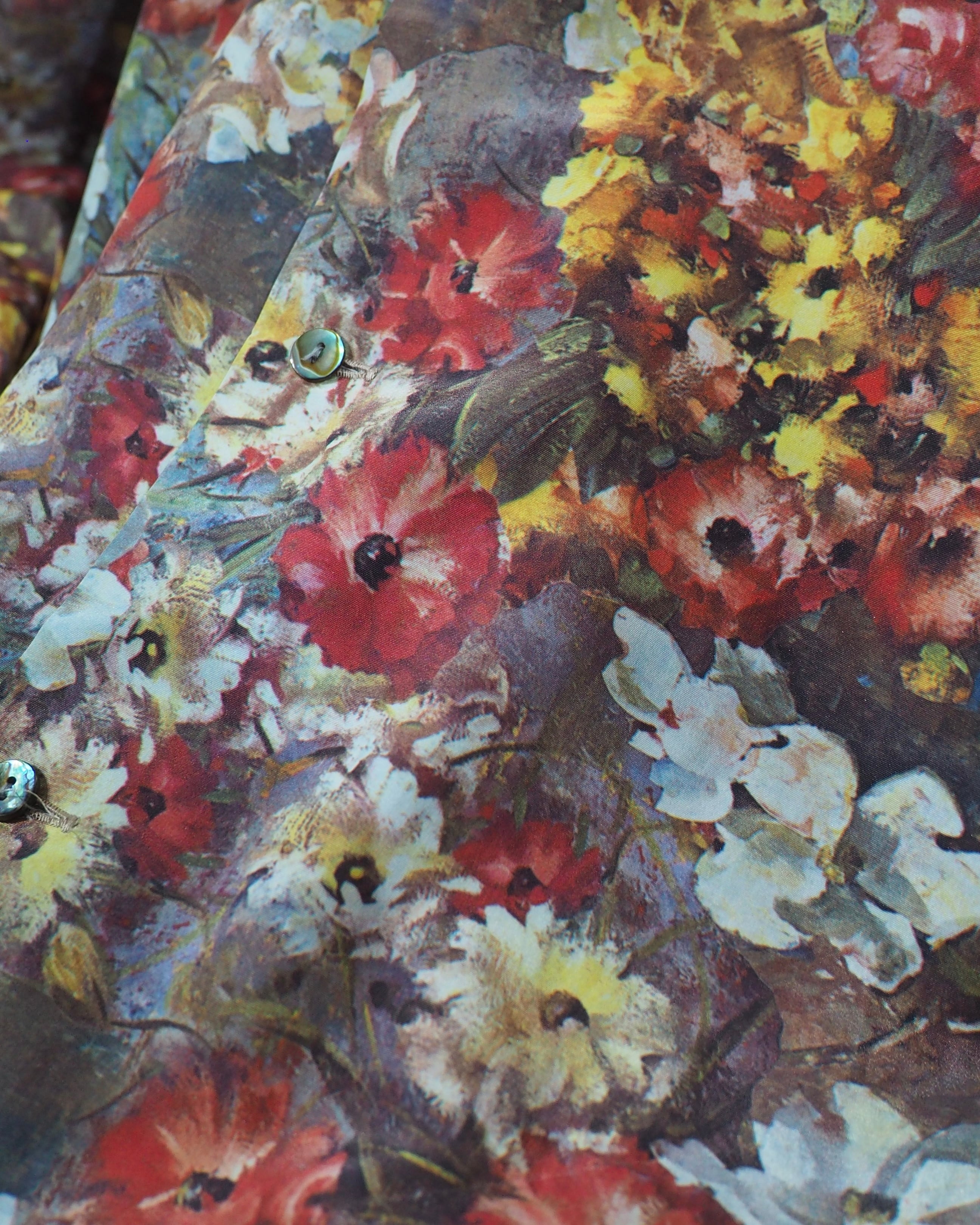 Beautiful Luxury Flower All Over Pattern Vintage Open Collar Shirt