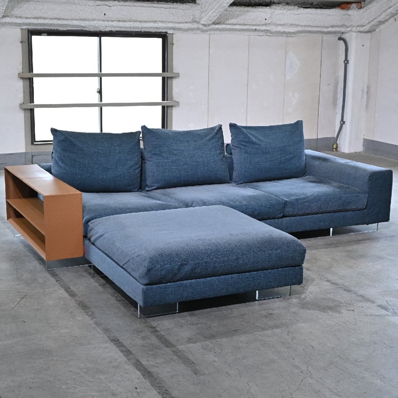 イタリア製 FLEXFORM 300万「LIGHTPIECE/ライトピース」トリプルソファ オットマンセット アントニオ・チッテリオ フレックスフォルム【中古家具/中古インテリア/USED家具ユーズド家具/リサイクル】