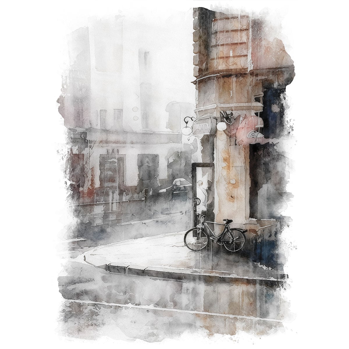 絵画 フランス 風景画(街並み) パリ 雨の午後 インテリアアート額付き