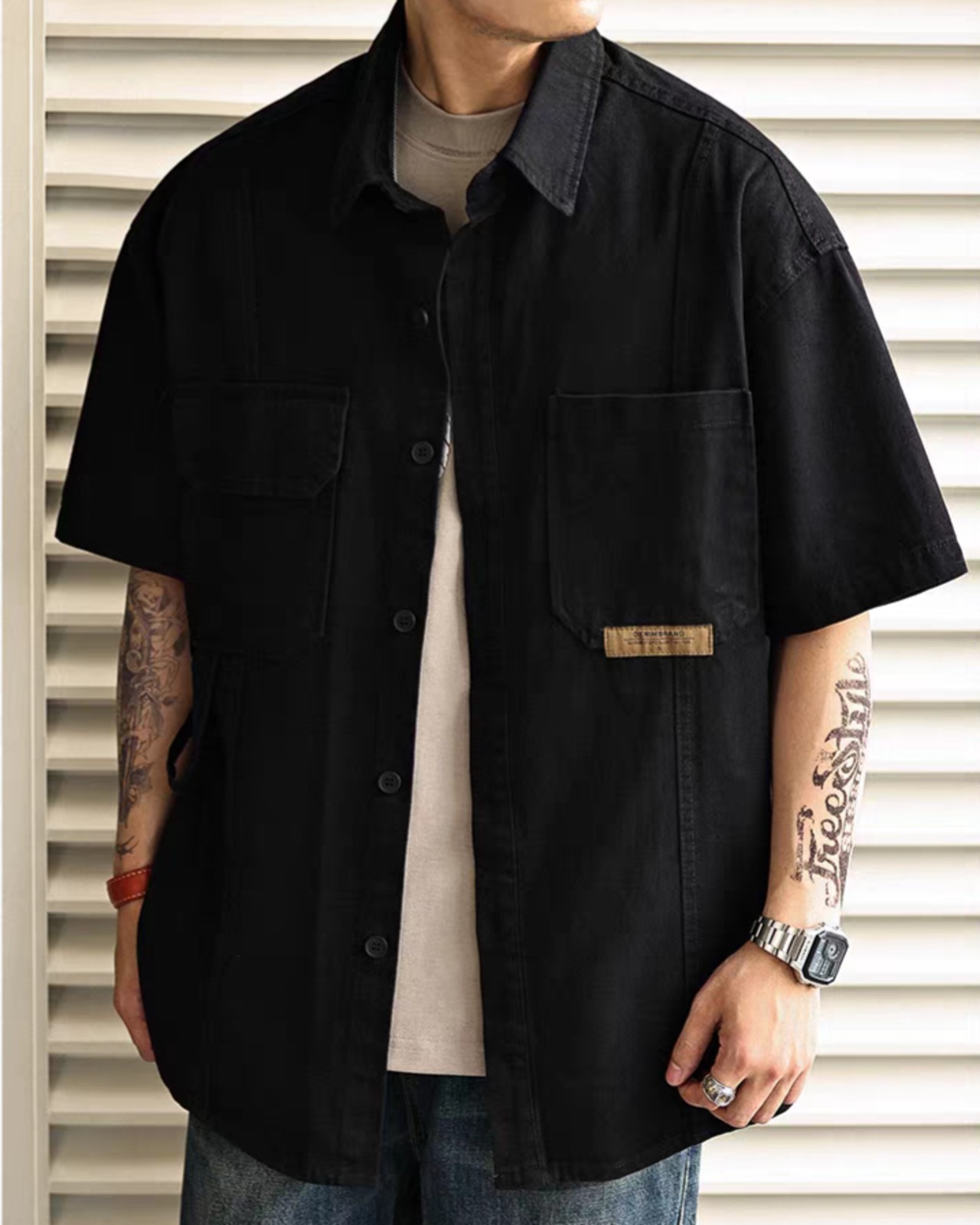 Retro Multi-Pocket Short-Sleeve Shirt  K0304