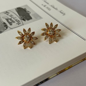 【Dead  Stock】ピアス 90s CERELLI Floral Glass Earrings W199
