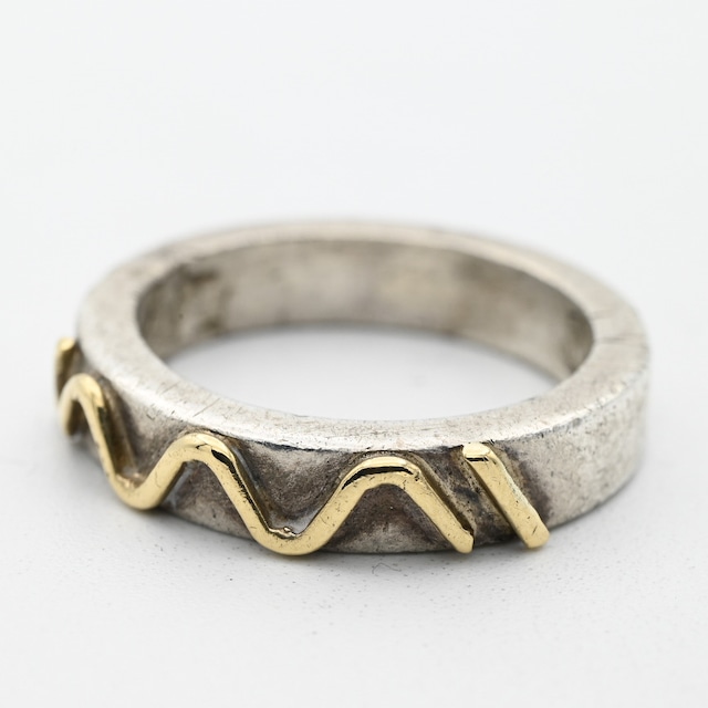 14K Gold/ Silver Combination Design Ring #8.5 / Denmark