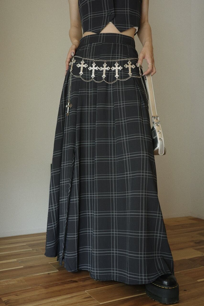 チェックベストスカートセットアップ/ブラック | osrsofficial