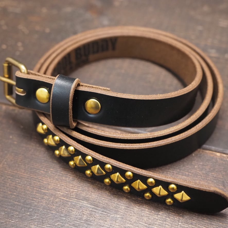 スタッズベルト032 20mm幅 ナローベルト ピラミッドスタッズ クロム