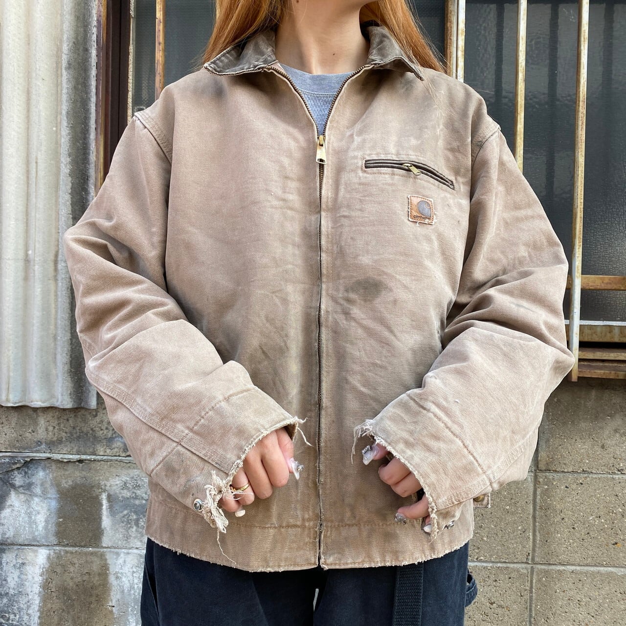 【希少‼️】カーハートcarhartt ダックジャケット90s刺繍ブラウンベージュ