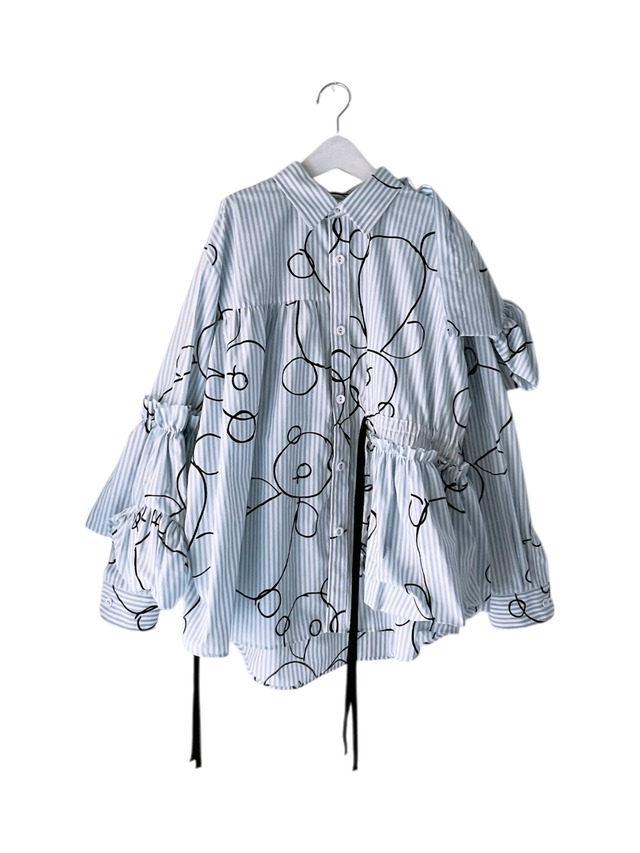 RIBBON SHIRT col.BLUE STRIPE / F2