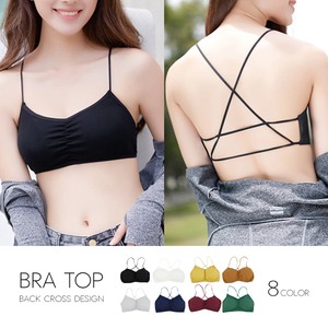 即日配送 送料無料 インナー カップ入りバッククロスデザインブラトップ 全8色 レディース インナー トップス 下着 ブラトップ ハーフトップ キャミソール スポーツブラ カップ付き ノンワイヤー アンダーウェア ヨガ スポーツ シンプル コットン 伸縮 LILYADORER リリーアドレ  MER0065