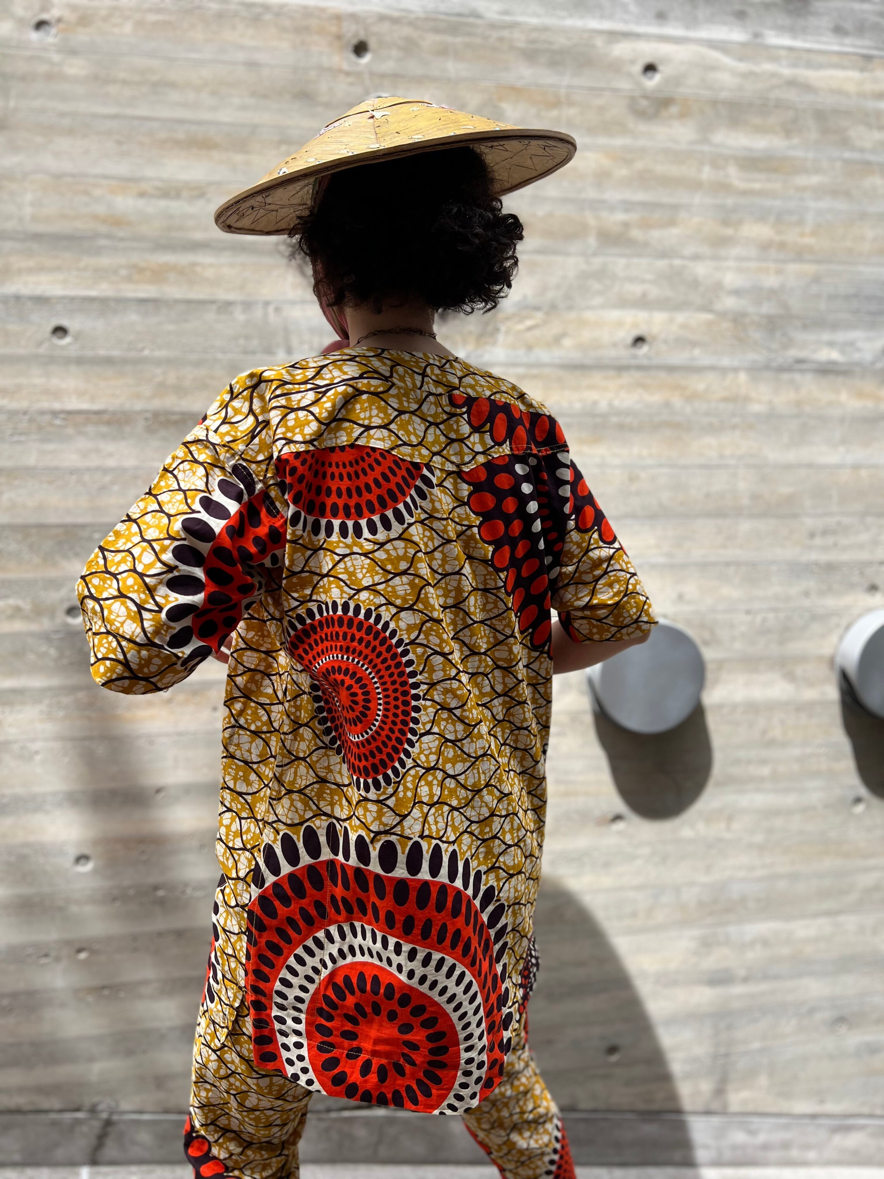 Vintage african batik cotton pants suits ( ヴィンテージ アフリカン