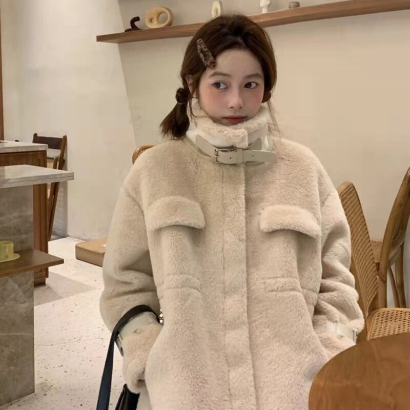 ルーズベルベットスタンドカラーカラージャケット コート ウィンター コットン 冬物 萌量不足55557463763