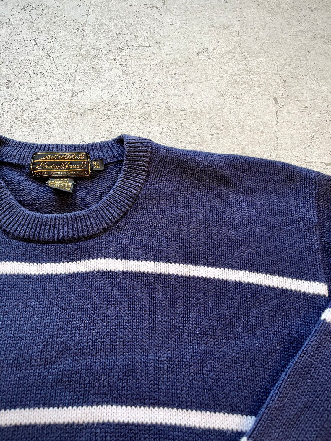 90s〜 EDDIE BAUER BORDER COTTON KNIT OLD VINTAGE エディーバウアー 
