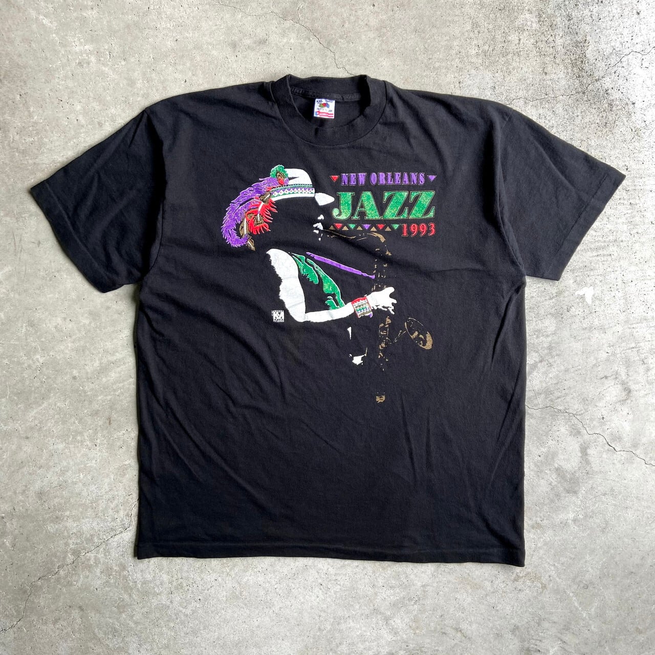 JAZZ Tシャツ 黒 音楽T アート 古着 NEW ORLEANS 90s風 JAZZ Tシャツ 黒 音楽T アート 古着 NEW ORLEANS 90s風