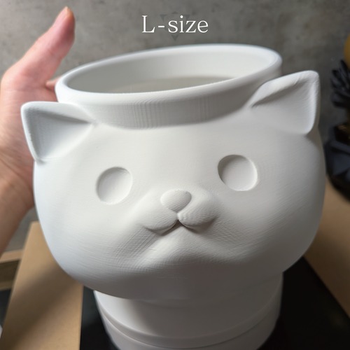 猫鉢【L・白猫】 | Tristract｜デザインで選ぶ3Dプリンター鉢