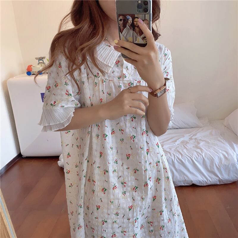 サマーフローラル薄手 大人ガーリー スウィート キュート カジュアル 夏物 花柄 萌量不足55901715865