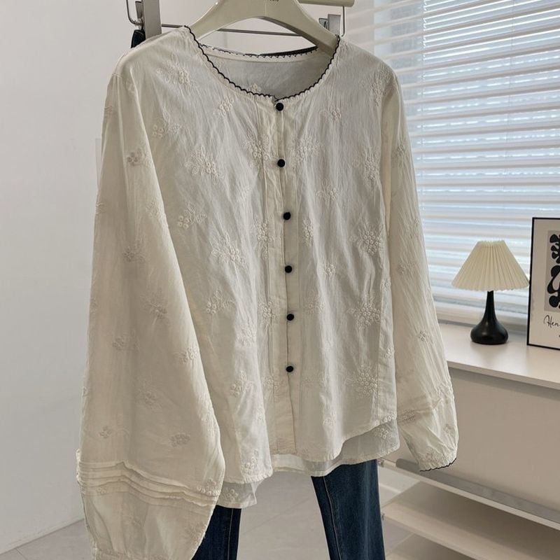 ボタニカルコットンパイピングトップス L1165